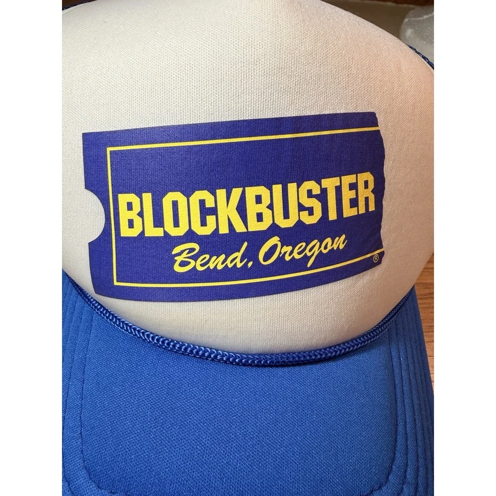 Vintage Blockbuster Video Hat Trucker Cap 80s Mesh Snap Back Royal Blue Oregon